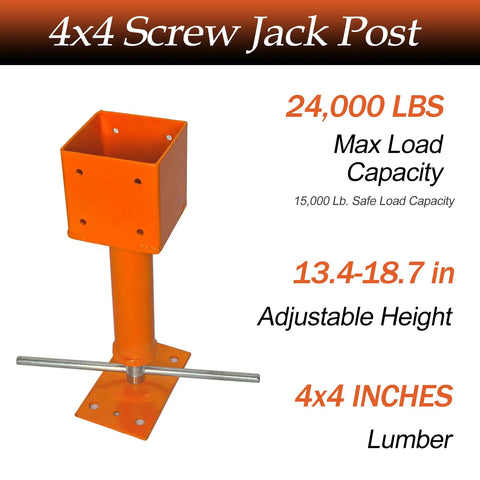 Adjustable Screw Jacks Set For Leveling And Support, Heavy Duty Floor Jacks 14.5 To 18.5 Inch Range, 24000 Lb Capacity, 2 Pack