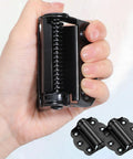 Heavy Duty Stainless Steel Screen Door Hinges 2 Pack Built to Last Adjustable Self Closing Spring Loaded Black Finish close-up