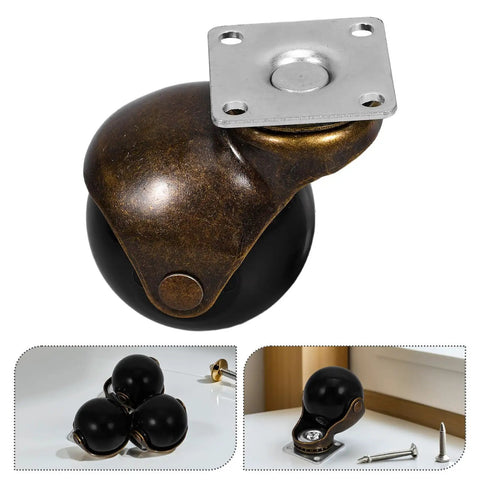 Heavy Duty 2 Inch Swivel Ball Casters Rolls Smooth As Silk Dead Silent Metal Furniture Wheels Top Shelf Build Easy Install Long Lasting For Coffee Tables Cabinets Shelves And Home Decor 4 Pack close-up with mounting plate.