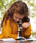 1200X Microscope STEM Kit With 52 Piece Set And Durable Metal Body For Kids Kid Friendly Awesome Science Exploration From 120X To 1200X Educational Microscope For Home Classroom, child using microscope