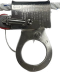Pro Grade Automatic Energy Absorbing Rope Grab For Fall Protection 5/8-Inch attached to safety rope, side view with metal details