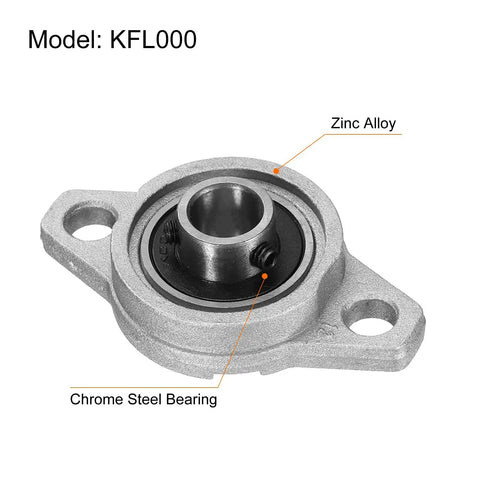 Four Pack Pillow Block Bearings 10mm Bore Zinc Alloy Flange Mounted Housing KFL000 Ball Bearing Units With P6 ABEC-3 Precision, Rustproof and Durable Shaft Support for Machinery and DIY Projects, zinc alloy housing