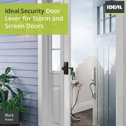 Black Storm Door Lever Set For Screen And Storm Doors Easy Upgrade 2 Piece Kit With Inside Latch And Modern Handle Installed