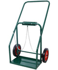 Heavy Duty 440 Lbs Welding Cylinder Cart With 10 Inch Solid Rubber Wheels Dual Oxygen And Acetylene Tank Dolly Removable Steel Cart For Secure Gas Cylinder Transport And Storage Green, front view