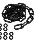 3 Ft Black Plastic Chain Links For Barriers And Crowd Control, Quarter Inch Six Millimeter Plastic Chain For Queues, Parking