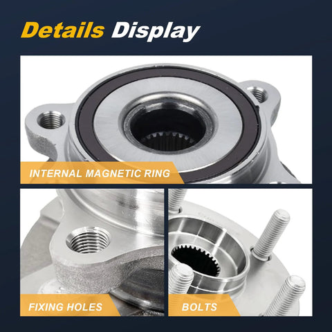 Front Wheel Bearing And Hub Assembly 2 Pack Ready To Roll Fits Toyota Rav4 2006 2012 3 5L V6 Rav4 2013 2018 Mirai 2016 2020 Scion tC 2011 2016 Non ABS 5 Lug Front Left And Right OE Quality ISO TS Certified showing internal magnetic ring, fixing holes, and bolts
