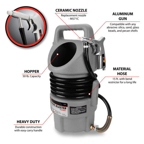 Portable Abrasive Blaster Kit For Get Rust Gone Fast And Paint Graffiti Clean Up With Gravity Feed And Air Compressor Ready To Blast With Silica Sand Steel Grit Glass Beads And Pecan Shells