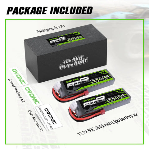 Package of Beefy 5500mAh 3S 11.1V LiPo Battery 50C With Dean T Connector For RC Airplane Quad Helicopter FPV Drone Two Pack