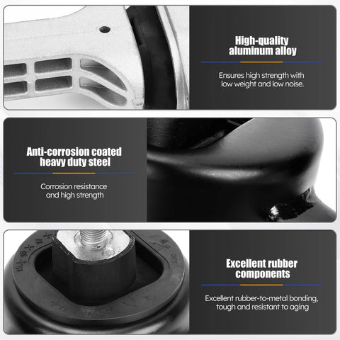Beefed-Up Engine And Transmission Mount Kit For Hyundai Elantra 1.8L 2011-2016, made of aluminum, steel, and rubber components.