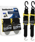 Pro Series Kwik Lok Boat Tie Down Straps For Trailers With Boat Pads 2 Pack Heavy Duty Easy To Use Adjustable Transom Tie Downs 2 Inch By 6 Foot 1200 Lb Break Strength in packaging