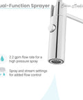 Chalet Single-Handle Pull-Down Kitchen Faucet in Chrome with dual-function sprayer and 2.2 gpm flow rate.