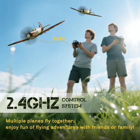Adults flying Brushless 4 Channel Spitfire Fighter RC Plane 500mm With 6 Axis Gyro XPilot Stabilizer outdoors, 2.4G control system