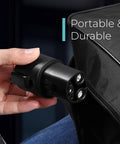 Hand holding J1772 to Tesla Adapter 80 Amp 240V for All EVs Including Tesla Models S X 3 Y Cybertruck and NACS Alliance