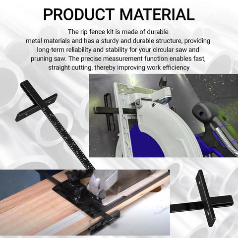 Heavy Duty Circular Saw Rip Fence Guide Replacement Kit for precise metal measurements and straight cuts on wood.