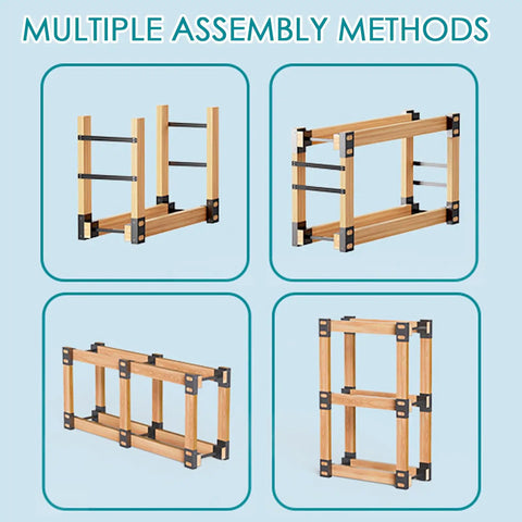 Rugged Outdoor Firewood Rack With Easy Adjustable Length Wood Storage Brackets Kit Log Stacking Stand For Outdoor And Indoor Fireplaces Heavy Duty Black Set Of Two No Fuss Easy Use