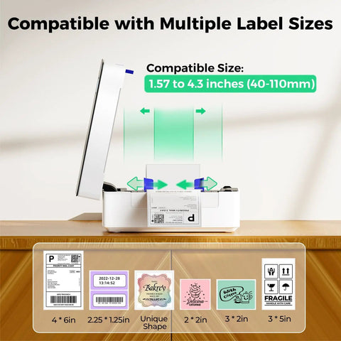 Bluetooth Shipping Label Printer 4x6 Inch For Windows Mac Android iOS, High Speed Inkless Thermal Printing shown printing labels