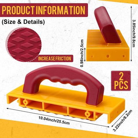 Two Pack Table Saw Push Blocks Yellow Safety Gear With Pro Grade Anti Slip Pads And Offset Handles Dimensions Diagram