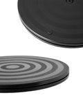 Beefy Eight Inch Heavy Duty Rotating Swivel Stand Smooth Spin Lazy Susan Base With Anti Slip Groove shown in black finish.