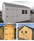 2 Inch T Strap Hinges Six Pack Heavy Duty Black Carbon Steel With Screws installed on wooden shed doors