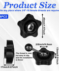 Six Pack Star Knobs 3/8-16 Tpi Female Adapter For T Track Bolts Jig Clamps Quick Install Killer Grip showing dimensions and threaded detail.
