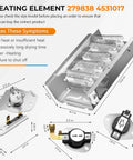 Upgraded 279838 Dryer Heating Element Kit With W10724237 Thermostat WP3387134 Cycling Thermostat visible components