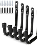 Beefed Up Heavy Duty J Hooks For Garage Storage 5 Pack Black Wall Hooks 40 Lb Capacity Easy Stud Wall Or Brick Mount Rust Resistant Powder Coat With Non Marking Rubber Caps