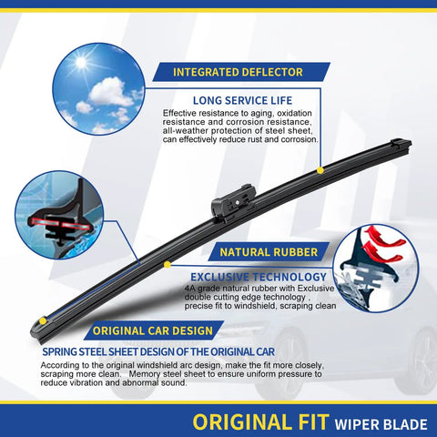 OE Replacement Windshield Wiper Blades Set Of 2 For Model S 2012 2018 With 28 Inch Driver And 18 Inch Passenger Top Lock Design