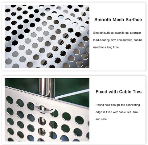 Durable Perforated Stainless Steel Sheet With 10mm Holes showing smooth mesh surface and cable ties for secure fastening
