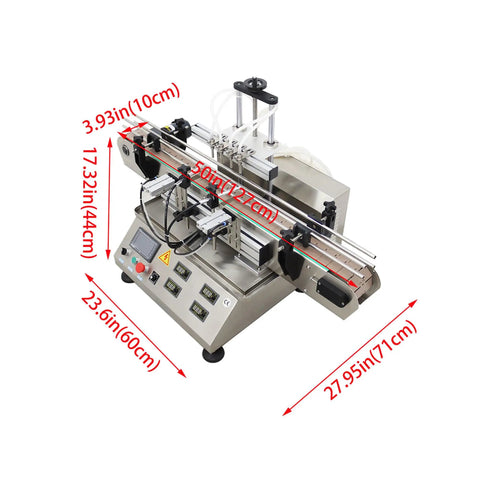 Top Shelf Automatic Pneumatic Filling Machine With Magnetic Pump And Four Head Desktop Setup, 4 bottle capacity, stainless steel.