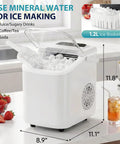 Score Big On Fresh Ice Every Day With This Compact Countertop Machine with smart sensors and 1.2L ice basket on kitchen counter.