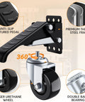 Heavy Duty Retractable Workbench Casters Set Of 4 Side Mount 3 Inch Stepdown Castor Wheels for benches with installation template