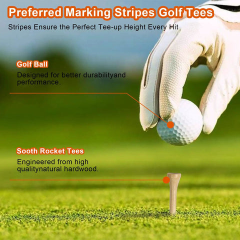 Golf ball and tee in use; part of All In One Golf Gear Set With Leather Case Rangefinder Balls Tees Brushes Ball Markers Clips Divot Tool And Scoreboard Perfect Gift For Men And Women Who Live For The Course.