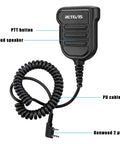 Heavy Duty Radio Microphone Shoulder Mic For Police And Hobbyists IP54 Waterproof Walkie Talkie Mic With K Head Plug, coiled cable