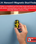 Magnetic Stud Finder With Battery-Free Design, Rare Earth Magnets, Finds Nails And Screws Behind Drywall, Built-In Rotating Level For Precise TV Mounts, Shelves, And Home Projects on blue drywall