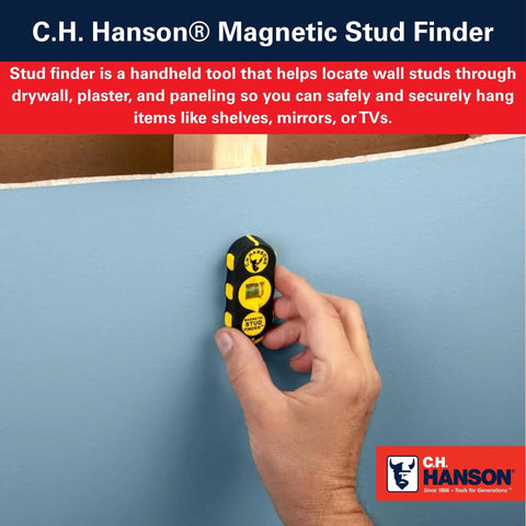 Magnetic Stud Finder With Battery-Free Design, Rare Earth Magnets, Finds Nails And Screws Behind Drywall, Built-In Rotating Level For Precise TV Mounts, Shelves, And Home Projects on blue drywall