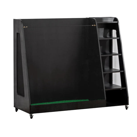 Garage Ready Golf Bag Storage Rack That Holds 3 Stand Bags And 14 Clubs Plus Space For Shoes, Balls, And Accessories Heavy Duty Wooden Organizer With Easy Assembly For Indoor Or Outdoor Use Black Finish