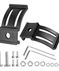 Universal Adjustable LED Light Bar Mounting Brackets Kit Two Pack Bottom Mount Brackets For 4 Inch To 30 Inch LED Pods Off Road Work Lights And Fog Lights Easy Install Rugged Aluminum, showing components including brackets, screws, and tools.