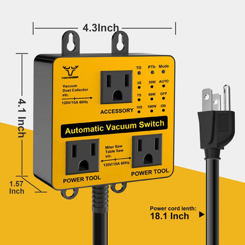 Stop Babysitting Your Shop Vac Automatic Vacuum Switch For Dust Collectors Triggers On With Power Tools dual outlet controller 4.3x4.1 inch dimensions