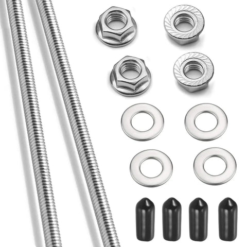 2 Pack 1/4-20 Fully Threaded Steel Rods 12 Inch With 304 Stainless Steel Nuts Washers And Rubber End Caps For Anchor Bolts Clamps Hangers And U Bolts DIY Friendly Mounting Kit System