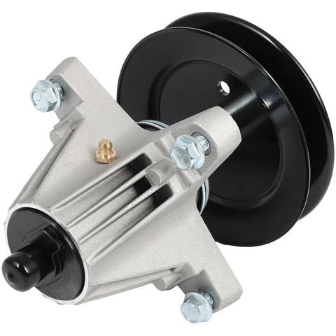 Premium 50 Inch Mower Deck Kit Rebuild For Craftsman Z5600 Z5650 With Drive Belt And High Grade Spindle Assemblies To Fix Your Lawn Like A Boss. Silver spindle assembly with black pulley for 50 inch mower deck