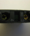 Top view of ZBE 101 Normally Open Contact Block for heavy duty use, part of Bulk 10 Pack ZBE 101 Normally Open Contact Blocks For Heavy Duty Control Panels Rock Solid Green Push Button Modules Badass Reliability Straight Up Easy Install.
