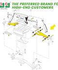 Diagram showing Delta A Plate Front Suspension A Arm Kit For Club Car DS 1993 Up with yellow highlighted components.