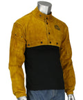 Heavy Duty Cowhide Leather Welding Cape Jacket Built Tough To Kick Some Serious Spatter And Block Extreme Heat, split hide and kevlar seams