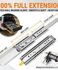 Beefy Heavy Duty Full Extension Ball Bearing Drawer Slides Pair For 20 To 76 Inch Range, Side Mount Rails, 76mm Wide