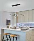 Totally Chic Geometric Modern LED Chandelier Three Light Pendant With Remote Dimmer in kitchen setting