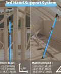 Heavy Duty Adjustable Cabinet Support Jack With Sturdy Aluminum Handle Perfect 3rd Hand For Up & Over Kitchen Installations High Load Capacity Quick Release For D I Y Pros And Beginners Easy Setup displayed in use during overhead assembly support.