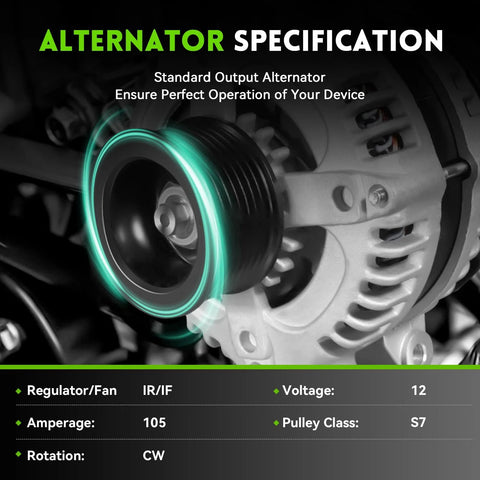 Alternator specification for Plug And Play Alternator Replacement For Honda Accord 2003 To 2007 2.4L, Civic 2006 To 2011 2.0L