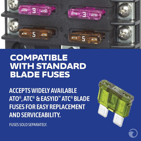 ST Blade Fuse Block 12 Circuit With Ground And Cover, 100 Amp Max, Supports Up To 30 Amps Per Circuit With ATO ATC Blade Fuses, Integrated Negative Bus, Great For Marine And RV DC Power Distribution Panels