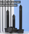 Self Drilling Screws Assortment Kit 150 Pieces For DIY Projects In 410 Stainless Steel Black Zinc Plated Hex Washer Head