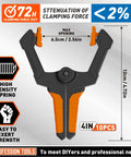 Heavy Duty 4 Inch Spring Clamps 10 Pack For Crafts Backdrops Woodworking And Photo Shoots 2.56 Inch Mouth Opening